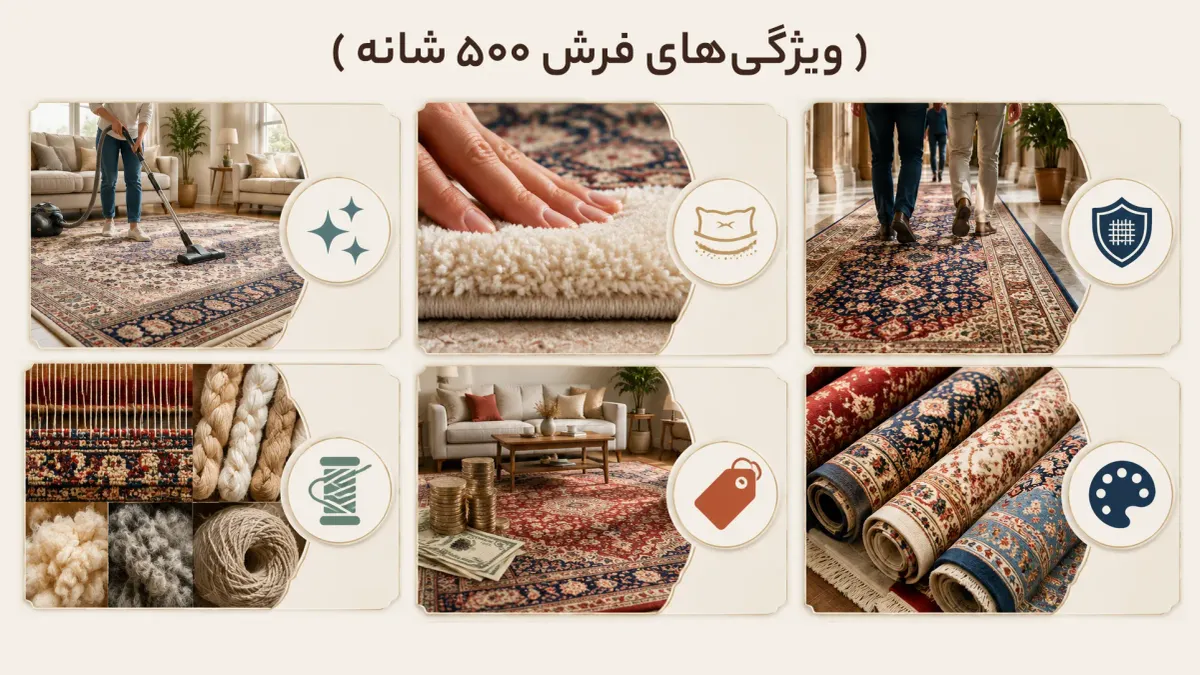 ویژگی‌های فرش 500 شانه