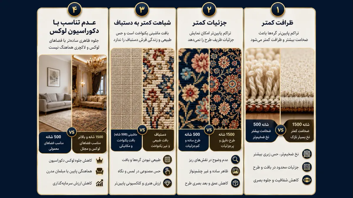 معایب فرش 500 شانه