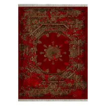 فرش ابریشم نما 12۰۰ شانه کد t1012 رنگ زمینه قرمز