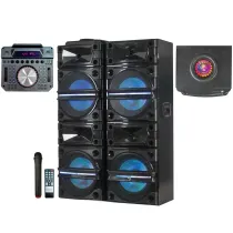 اسپیکر دوقلو بلوتوثی لومکس مدل POWER6 دارای 4 ساب ووفر 12 اینچ، USB،AUX، رقص نور، میکروفن