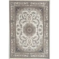 فرش 1200 شانه اکرلیک طرح زمرد زمینه کرم