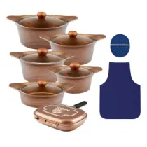 سرویس قابلمه ام جی اس 15 پارچه گرانیتی طرح C کره ای