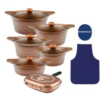 سرویس قابلمه گرانیتی ام جی اس 15 پارچه گرانیتی طرح C کره ای