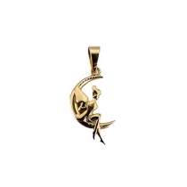 پلاک گردنی طلا مینیمالیست طرح ماه و فرشته