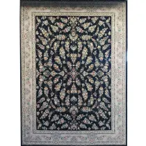 فرش 700 شانه تراکم 2550 نگین فیروزه مدل ژینوس زمینه سرمه‌ای