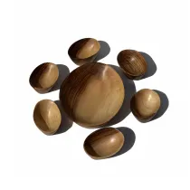 ظرف چوبی ست آجیل خوری دست ساز کیو وود کد 2001 چوب گردو طبیعی