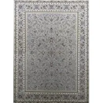 فرش 700 شانه تراکم 2550 نگین فیروزه مدل النا حاشیه نقره ای زمینه نقره ای