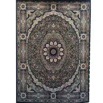 فرش 700 شانه تراکم 2550 نگین فیروزه مدل کرمان مینا زمینه سرمه‌ای