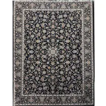 فرش 700 شانه آکرلیک تراکم 2550 کمیل مدل آلما رنگ زمینه سرمه ای