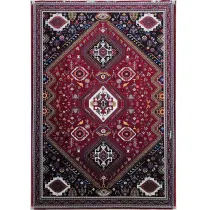 فرش 700 شانه آکرلیک تراکم 2550 کمیل مدل حسن آباد رنگ زمینه لاکی