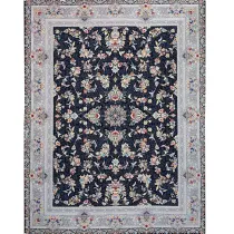 فرش 700 شانه آکرلیک تراکم 2550 کمیل مدل مارال رنگ زمینه سرمه ای