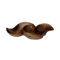 ظرف چوبی مزه خوری سه خانه دست ساز کیو وود کد 3016 چوب گردو طبیعی