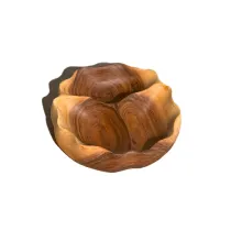 ظرف چوبی مزه خوری سه خانه دست ساز کیو وود کد 3017 چوب گردو طبیعی