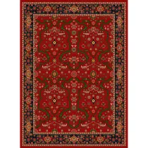 فرش ماشینی مدرن نارسیس طرح ترکمن کد 044 رنگ زمینه لاکی فاقد خواب