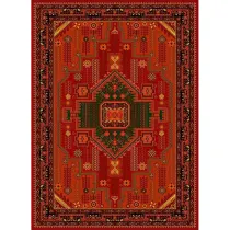 فرش ماشینی مدرن نارسیس طرح ترکمن کد 046 رنگ زمینه لاکی فاقد خواب