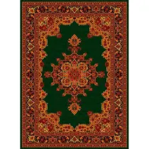 فرش ماشینی مدرن نارسیس طرح ترکمن کد 047 رنگ زمینه سبز فاقد خواب