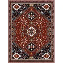 فرش ماشینی مدرن نارسیس طرح ترکمن کد 051 رنگ زمینه زرشکی فاقد خواب