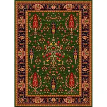 فرش ماشینی مدرن نارسیس طرح ترکمن کد 053 رنگ زمینه سبز فاقد خواب