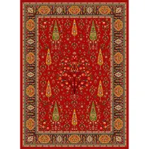 فرش ماشینی مدرن نارسیس طرح ترکمن کد 055 رنگ زمینه لاکی فاقد خواب