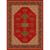 فرش ماشینی مدرن نارسیس طرح ترکمن کد 056 رنگ زمینه لاکی فاقد خواب