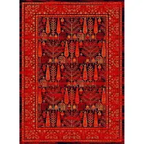فرش ماشینی مدرن نارسیس طرح ترکمن کد 060 رنگ زمینه مشکی فاقد خواب