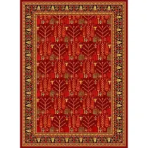فرش ماشینی مدرن نارسیس طرح ترکمن کد 062 رنگ زمینه لاکی فاقد خواب