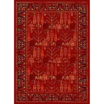 فرش ماشینی مدرن نارسیس طرح ترکمن کد 063 رنگ زمینه لاکی فاقد خواب