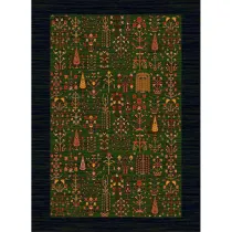 فرش ماشینی مدرن نارسیس طرح ترکمن کد 064 رنگ زمینه سبز فاقد خواب
