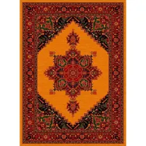 فرش ماشینی مدرن نارسیس طرح ترکمن کد 001 رنگ زمینه خردلی فاقد خواب