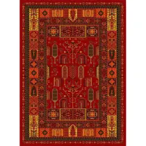 فرش ماشینی مدرن نارسیس طرح ترکمن کد 002 رنگ زمینه لاکی فاقد خواب
