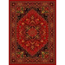 فرش ماشینی مدرن نارسیس طرح ترکمن کد 006 رنگ زمینه لاکی فاقد خواب