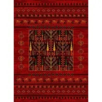 فرش ماشینی مدرن نارسیس طرح ترکمن کد 010 رنگ زمینه لاکی فاقد خواب