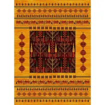 فرش ماشینی مدرن نارسیس طرح ترکمن کد 011 رنگ زمینه خردلی فاقد خواب