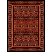 فرش ماشینی مدرن نارسیس طرح ترکمن کد 012 رنگ زمینه مشکی فاقد خواب