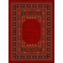 فرش ماشینی مدرن نارسیس طرح ترکمن کد 015 رنگ زمینه لاکی فاقد خواب