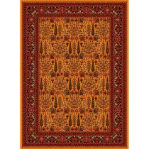 فرش ماشینی مدرن نارسیس طرح ترکمن کد 018 رنگ زمینه خردلی فاقد خواب