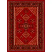 فرش ماشینی مدرن نارسیس طرح ترکمن کد 019 رنگ زمینه لاکی فاقد خواب
