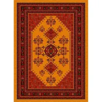 فرش ماشینی مدرن نارسیس طرح ترکمن کد 020 رنگ زمینه خردلی فاقد خواب
