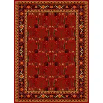 فرش ماشینی مدرن نارسیس طرح ترکمن کد 024 رنگ زمینه لاکی فاقد خواب
