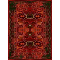 فرش ماشینی مدرن نارسیس طرح ترکمن کد 025 رنگ زمینه لاکی فاقد خواب