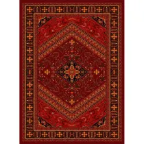 فرش ماشینی مدرن نارسیس طرح ترکمن کد 028 رنگ زمینه لاکی فاقد خواب