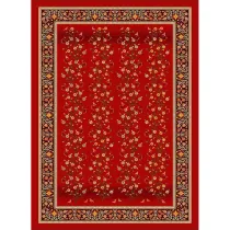 فرش ماشینی مدرن نارسیس طرح ترکمن کد 030 رنگ زمینه لاکی فاقد خواب