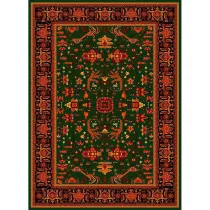 فرش ماشینی مدرن نارسیس طرح ترکمن کد 031 رنگ زمینه سبز فاقد خواب