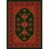 فرش ماشینی مدرن نارسیس طرح ترکمن کد 032 رنگ زمینه سبز فاقد خواب