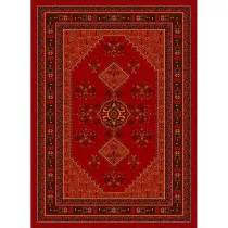 فرش ماشینی مدرن نارسیس طرح ترکمن کد 033 رنگ زمینه لاکی فاقد خواب