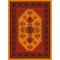 فرش ماشینی مدرن نارسیس طرح ترکمن کد 034 رنگ زمینه خردلی فاقد خواب