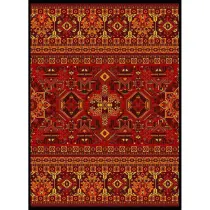 فرش ماشینی مدرن نارسیس طرح ترکمن کد 036 رنگ زمینه لاکی فاقد خواب