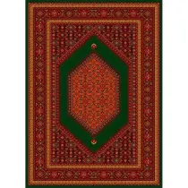 فرش ماشینی مدرن نارسیس طرح ترکمن کد 037 رنگ زمینه سبز فاقد خواب