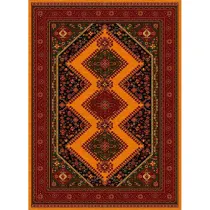 فرش ماشینی مدرن نارسیس طرح ترکمن کد 039 رنگ زمینه خردلی فاقد خواب