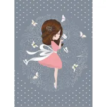 فرش ماشینی عروسکی نارسیس طرح دختر بچه و پروانه کد 6034 فاقد خواب